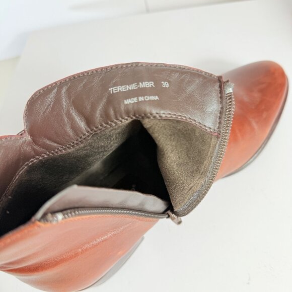 Spring Step Womens Boot Size 8 Ankle Bootie Cognac Brown Leather Side Notch - Picture 10 of 16